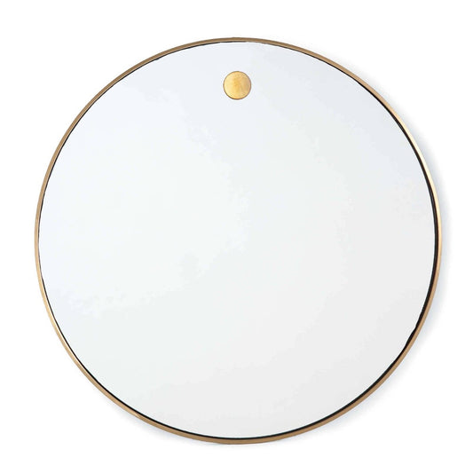 Ruby Circular Mirror Natural Brass. Front view.