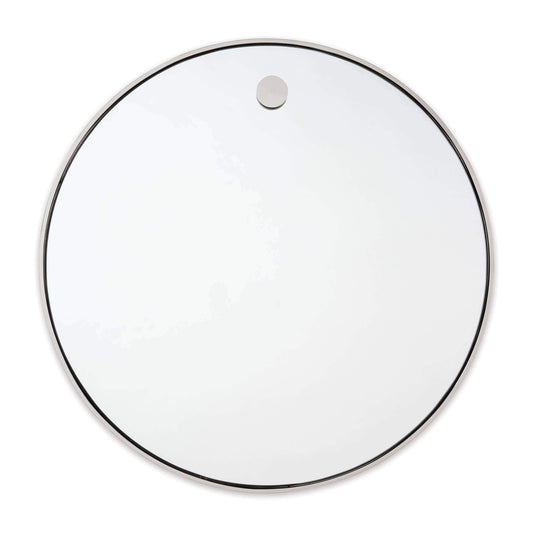 Ruby Circular Mirror Polished Nickel. Front view.