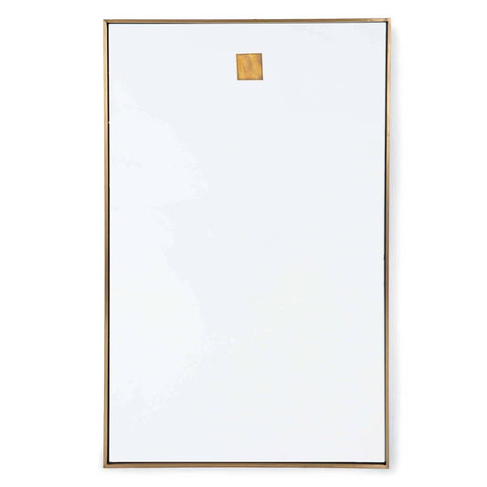 Ruby Rectangle Mirror Natural Brass. Front view.