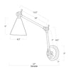 Sal Task Sconce with dimensions. Dimension view.