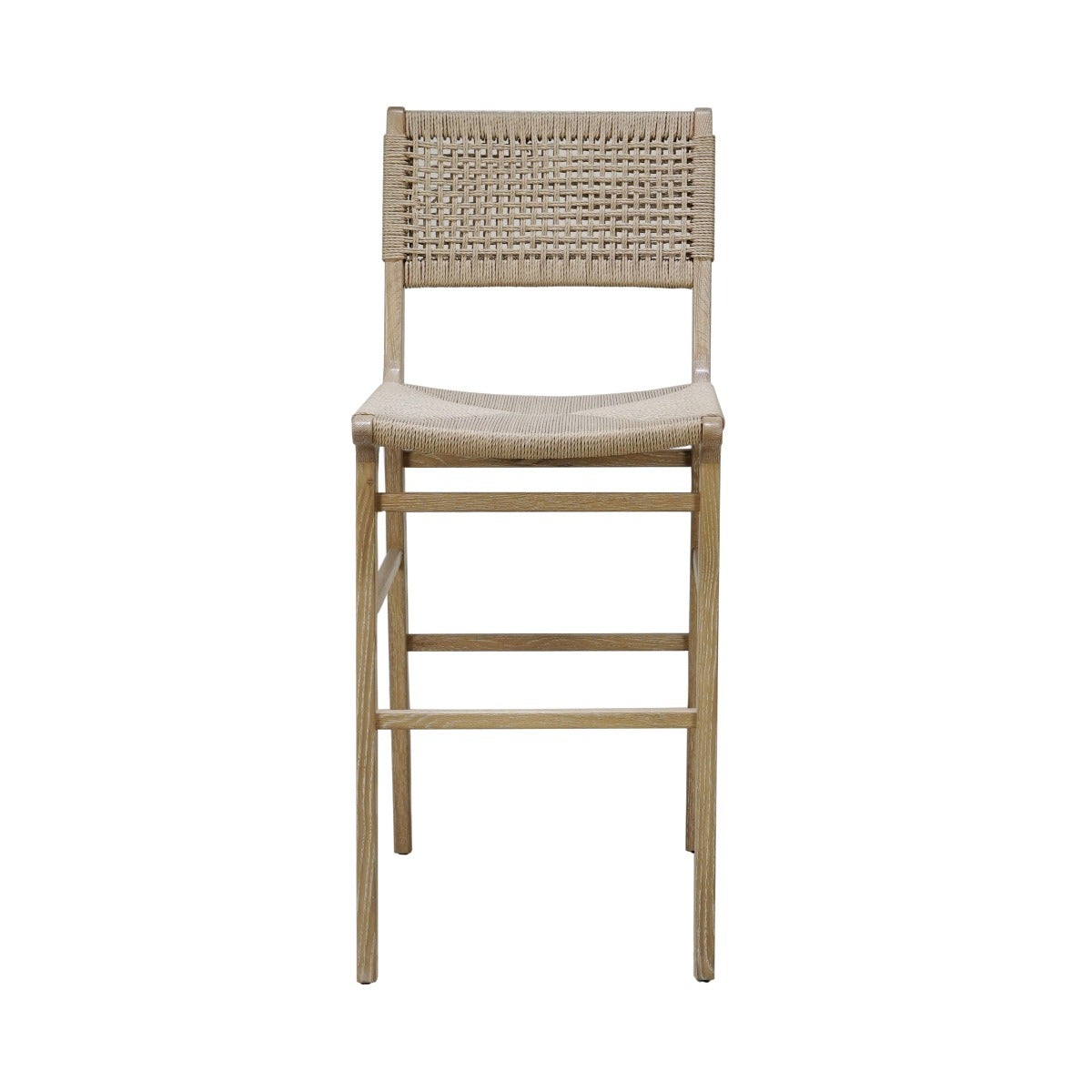 Munro Bar Stool Cerused Oak. Front view.