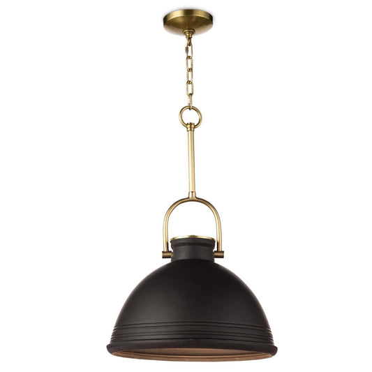 Scarlett Ceramic Pendant - Large Black. Front view. 