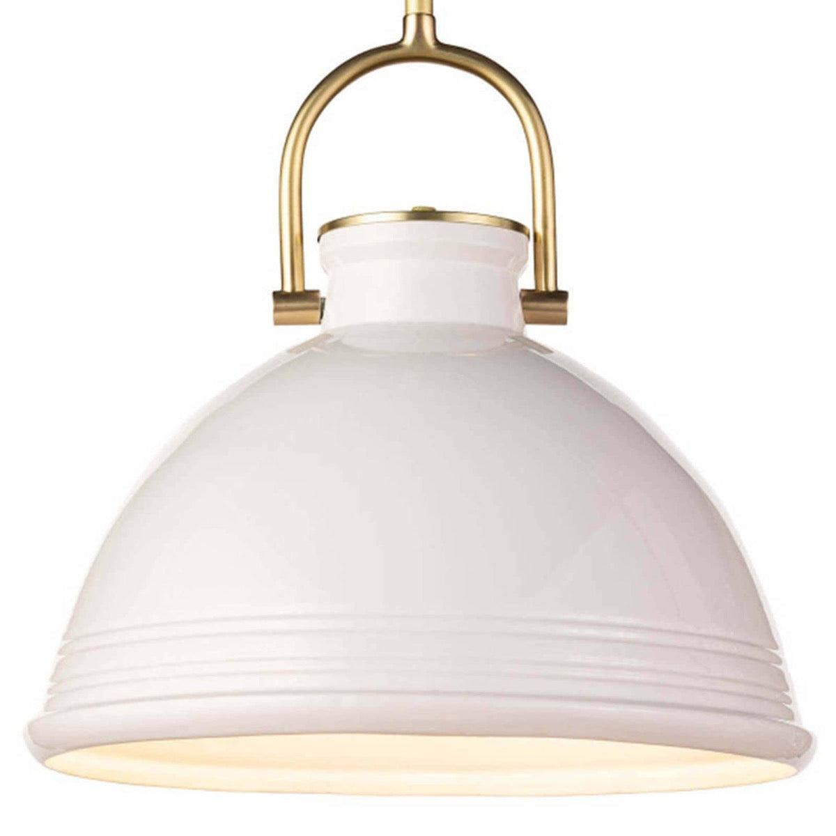 Scarlett Ceramic Pendant - Large shade White. Front view. 