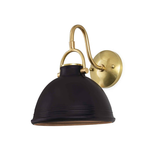 Scarlett Ceramic Sconce Black. Left angle view.