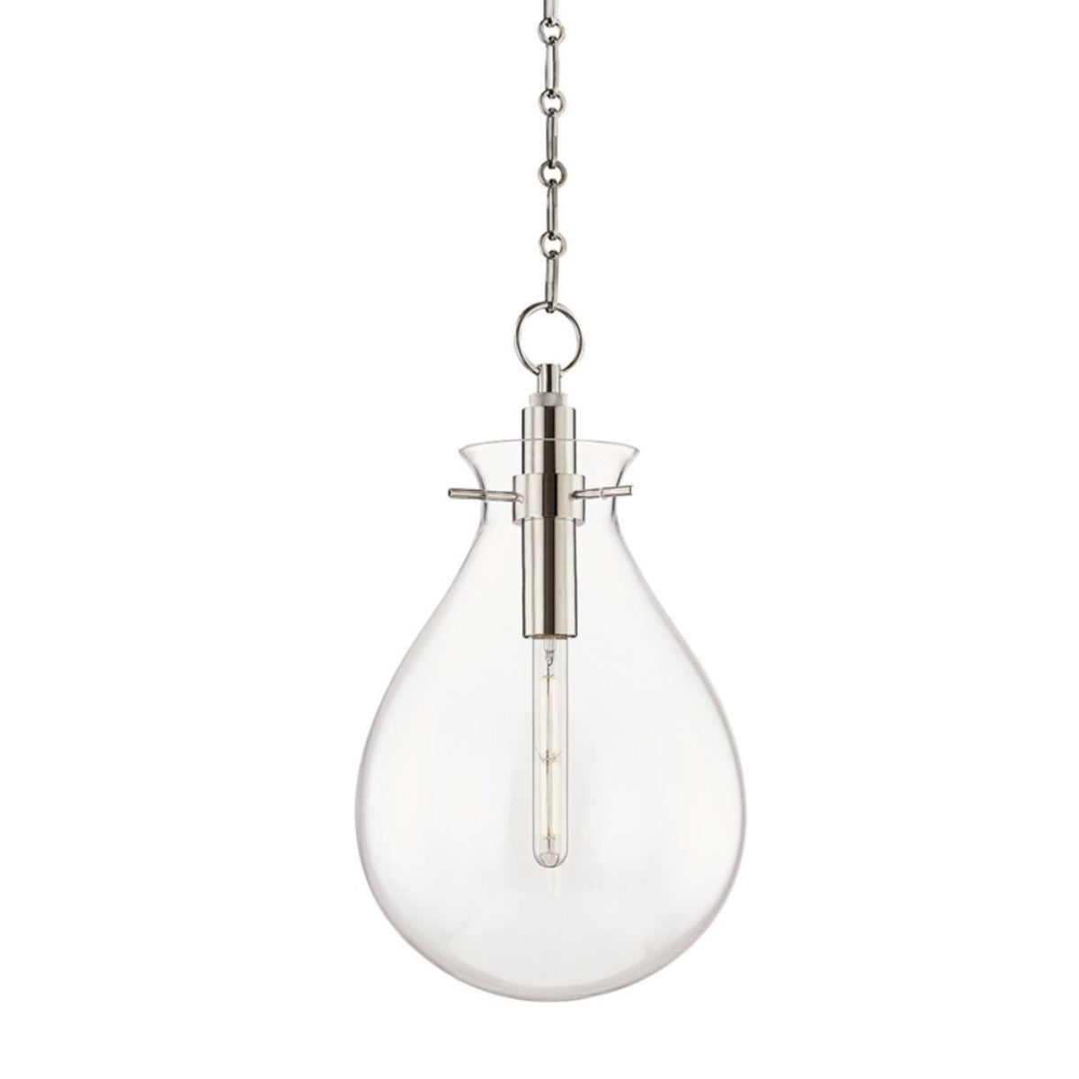 Scarlett Pendant Medium Polished Nickel. Front view.