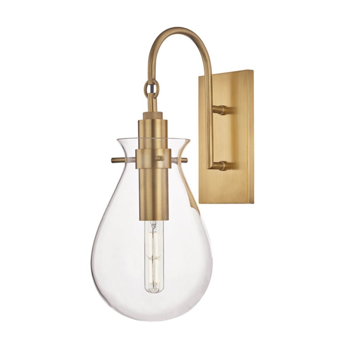 Scarlett Sconce Aged Brass. Left side view.