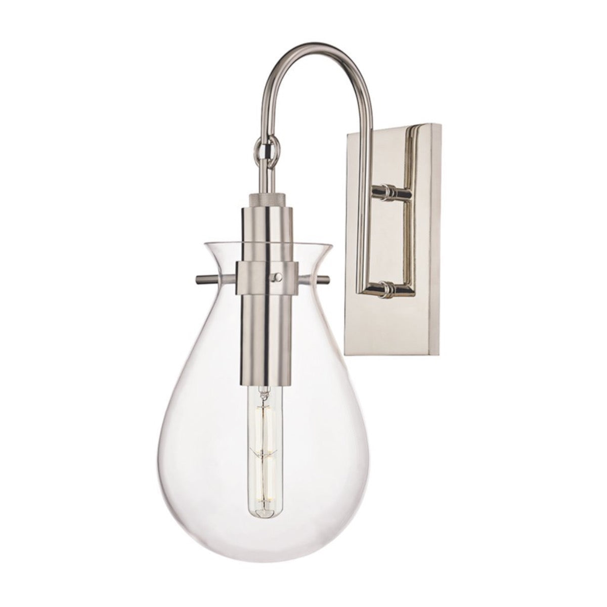 Scarlett Sconce Polished Nickel. Left side view.