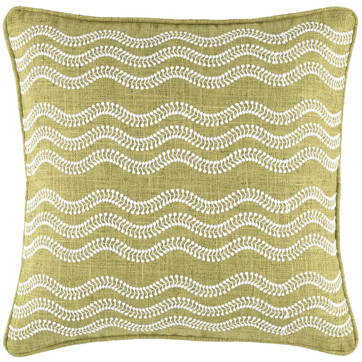 Scout Embroidered Green Indoor/Outdoor Pillow with Insert Pillows 