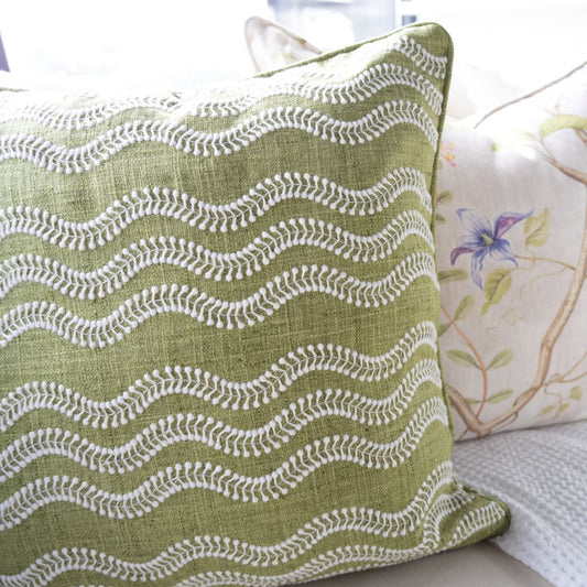 Scout Embroidered Green Indoor/Outdoor Pillow with Insert Pillows 