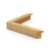 Light wood frame. 1.25" wide and 1.25" thick. Close-up detail view.