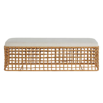 Sira Rattan Bench. Front view.