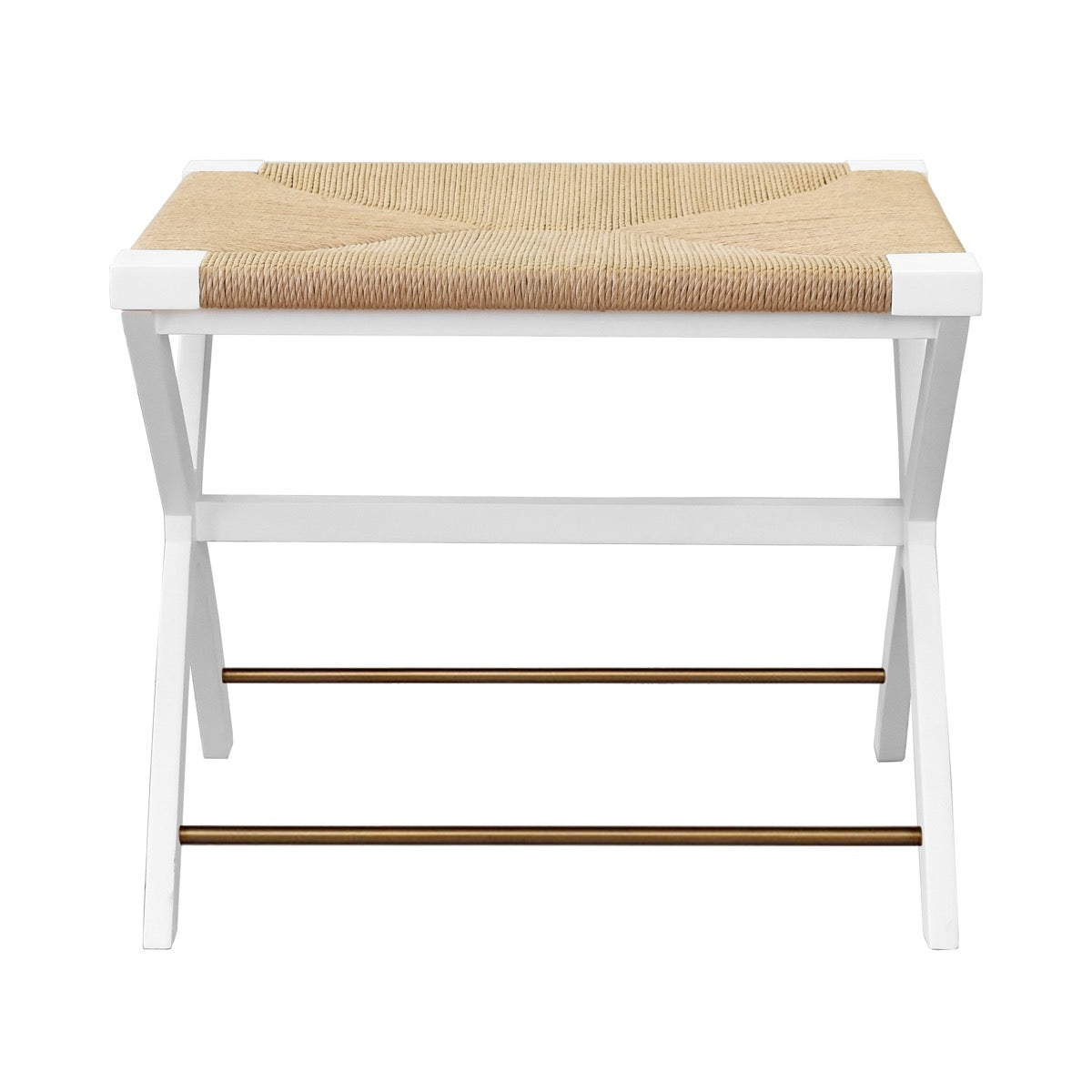 Sophie Side Stool Matte White Lacquer. Front view.