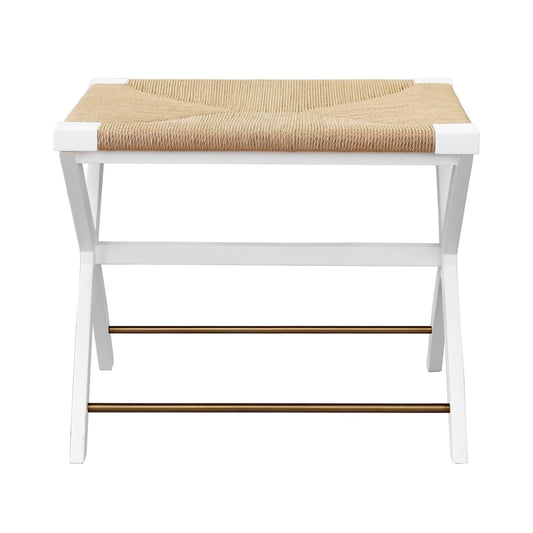 Sophie Side Stool Matte White Lacquer. Front view.