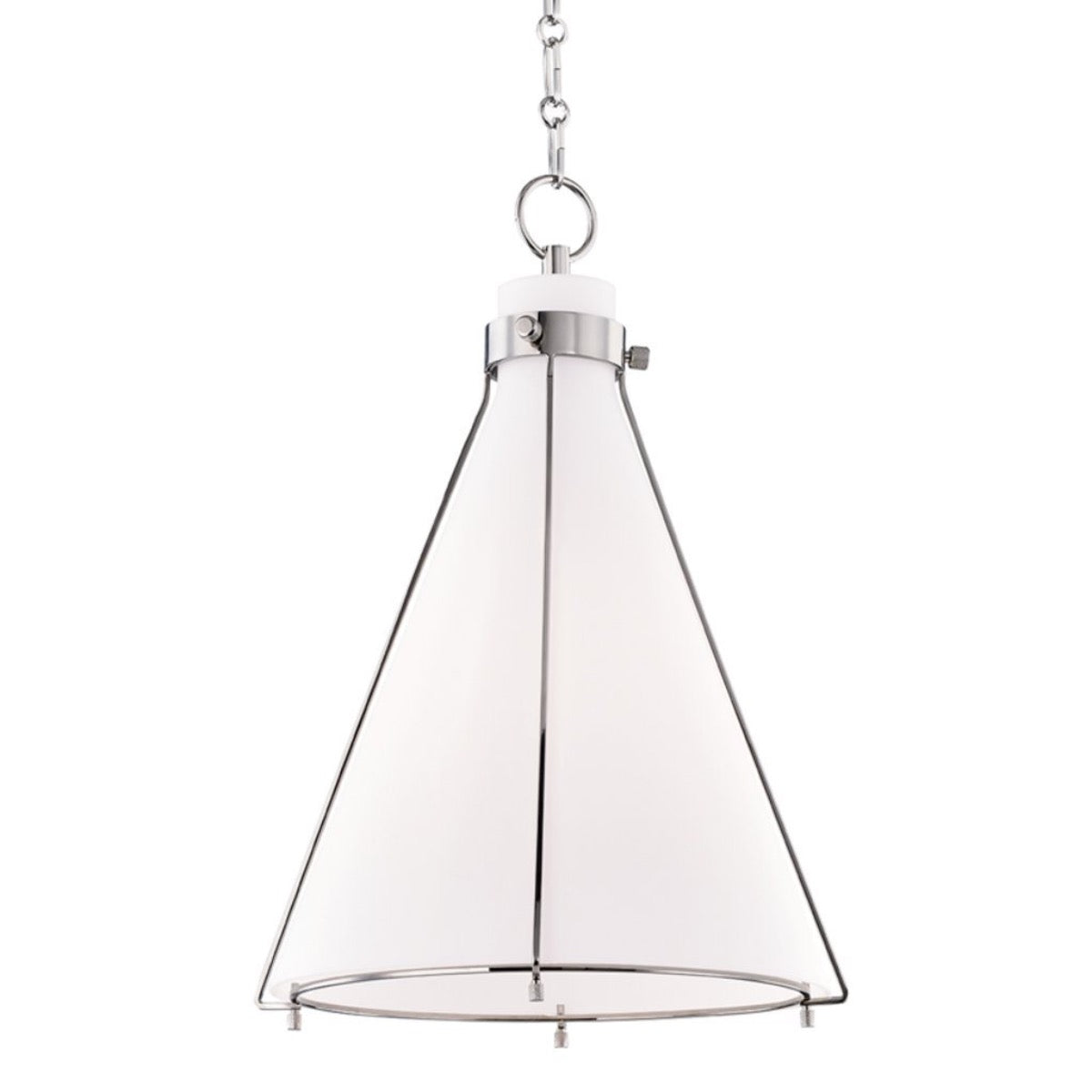 Stoneridge Pendant Polished Nickel. Front view.