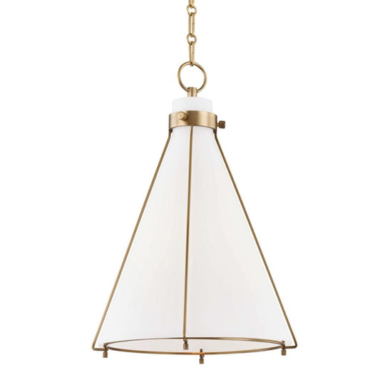 Stoneridge Pendant Aged Brass. Front view.