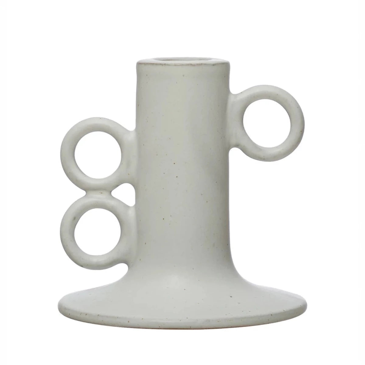Stoneware Taper Candleholder. Front view.
