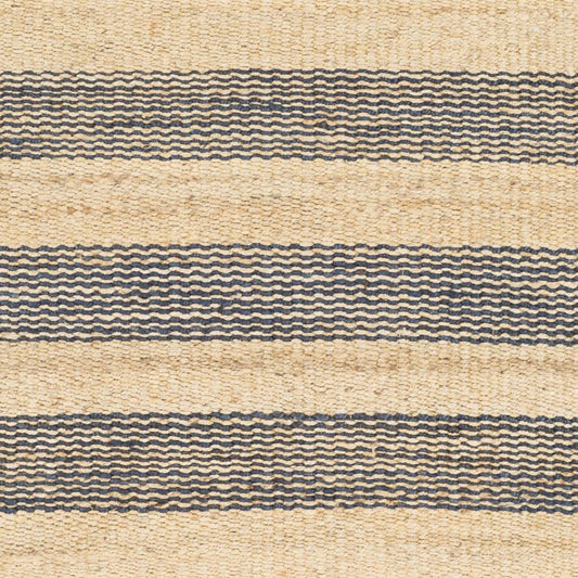 Striped Jute Rug - Navy 18" Sample. Top view.