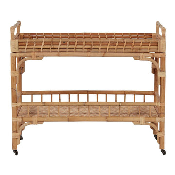 Tanner Rattan Bar Cart. Front view.