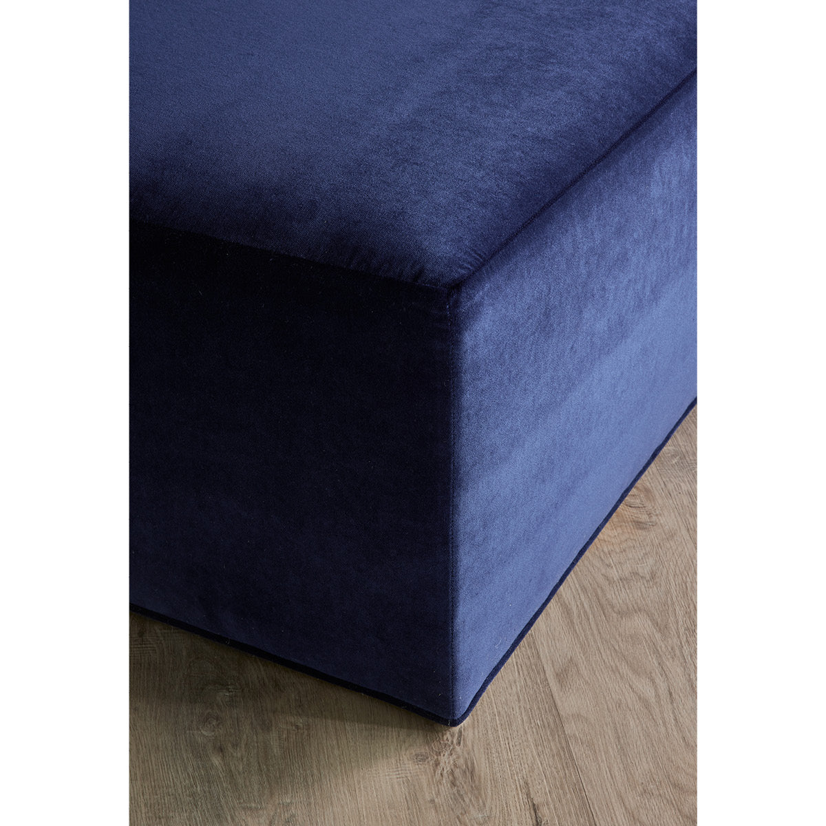 Thomas Block Ottoman corner detail. Close-up detail view. 