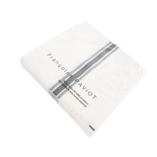 Torchon Grey - Paviot Dinner Napkins. Right angle view. 