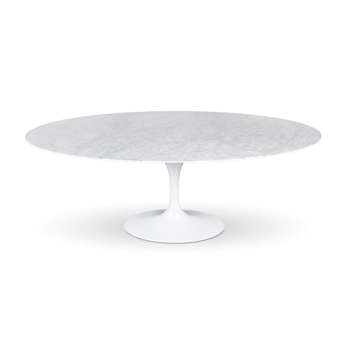 Trumpet Dining Table Oval with Marble Top - Small. Front view.