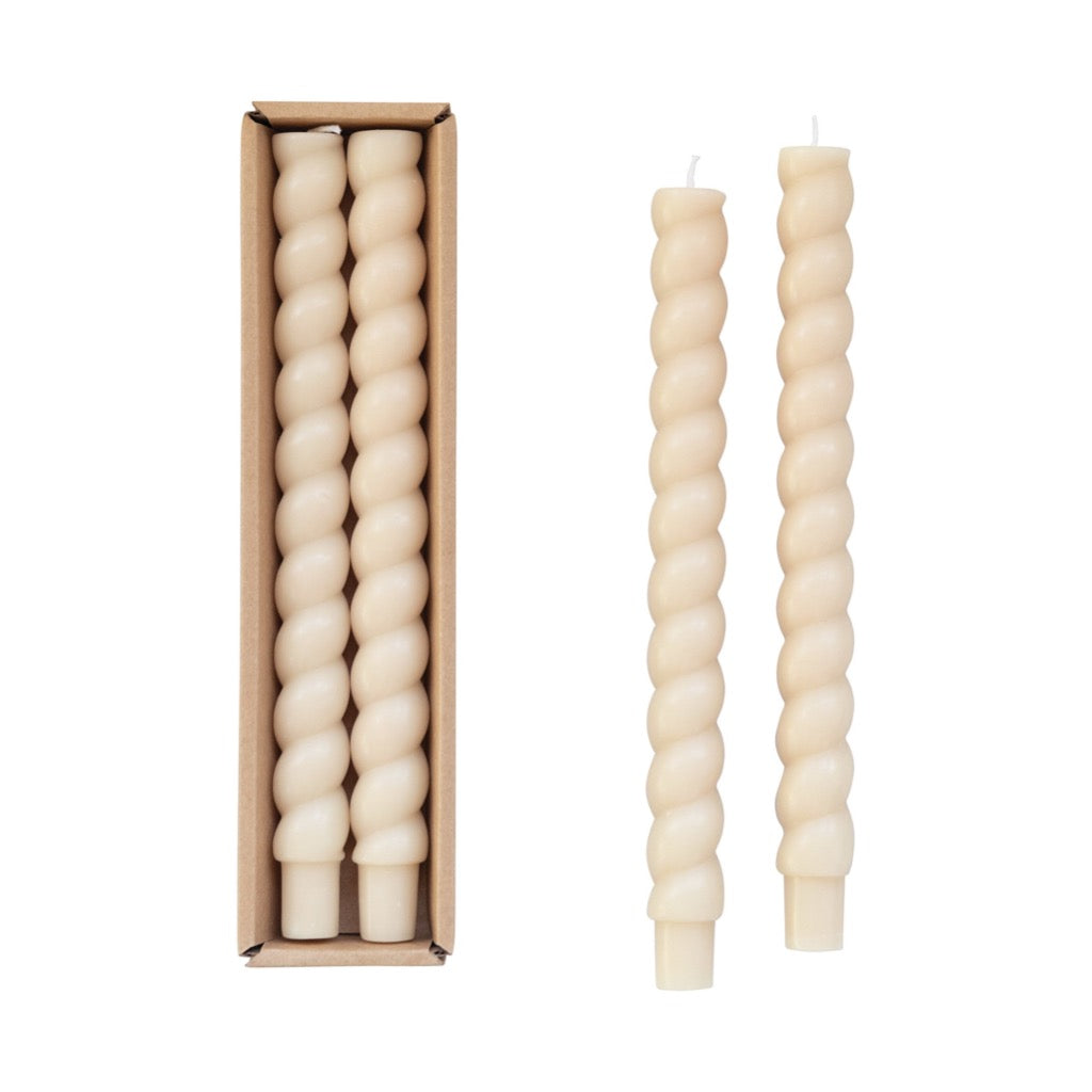 Twisted Taper Candlesticks - Cream Objects & Accents 