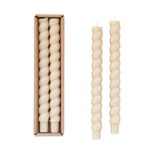 Twisted Taper Candlesticks - Cream Objects & Accents 
