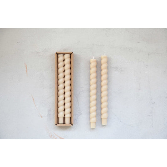 Twisted Taper Candlesticks - Cream Objects & Accents 