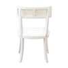 Violet Chair Matte White | White Linen. Back view.