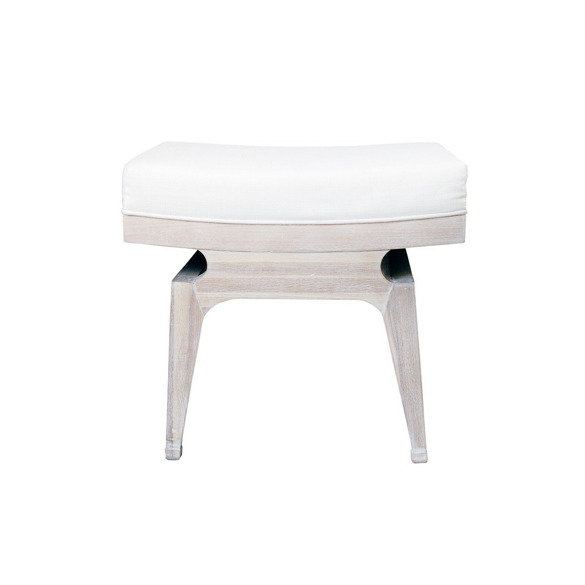 Walton Stool Cerused Oak | White Linen. Front view.