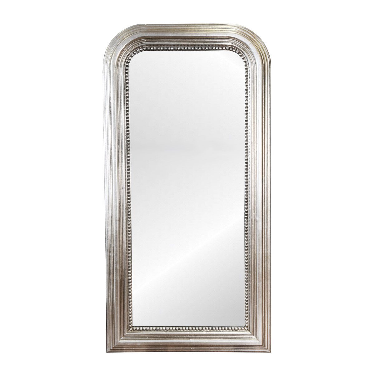 Waverly Floor Mirror Silver Leaf. Front view.