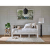 Georgian Pendant styled above a white day bed with neutral decor. Styled view.