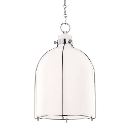 Woolridge Pendant Polished Nickel. Front view.