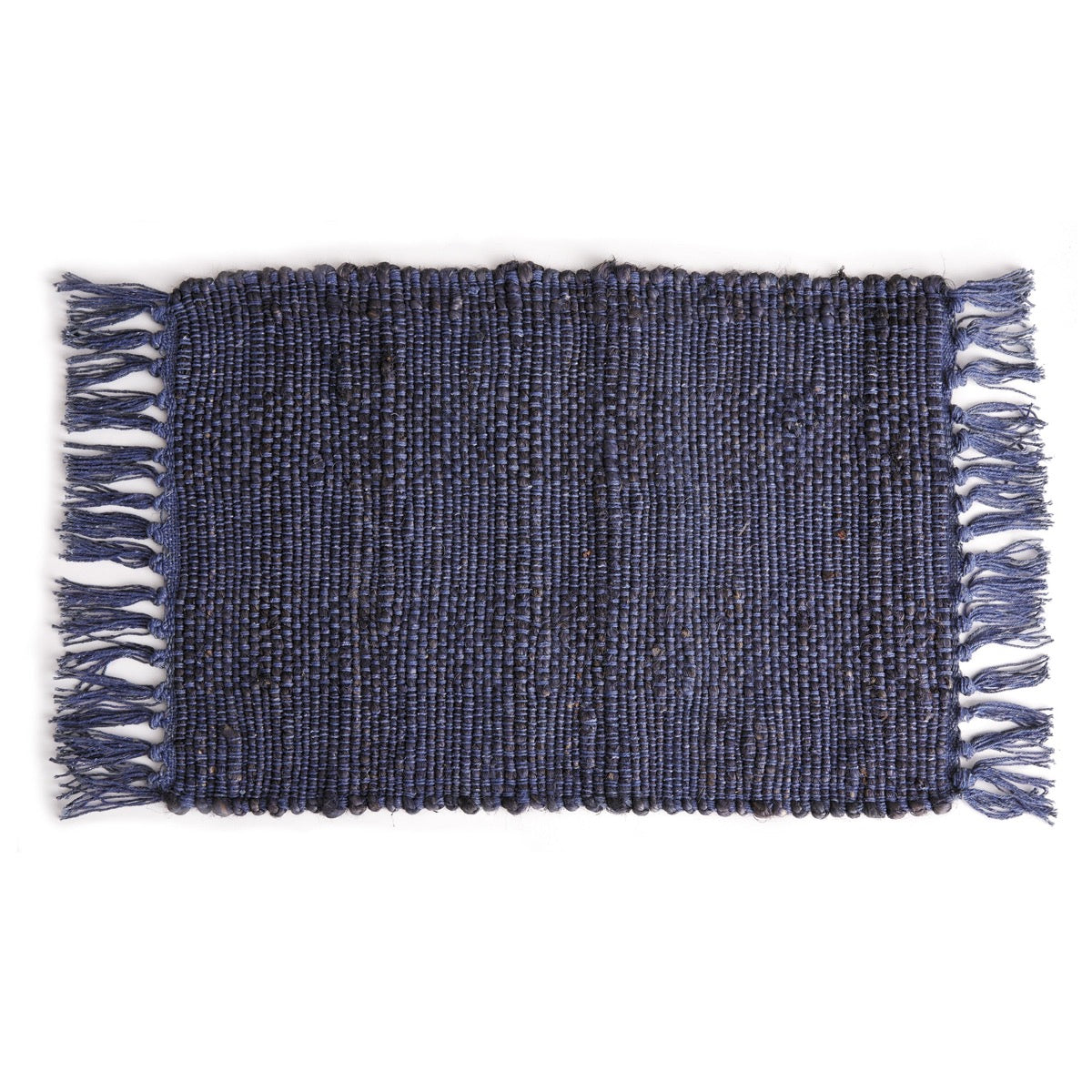 Woven Fringe Placement - Navy. Top view.